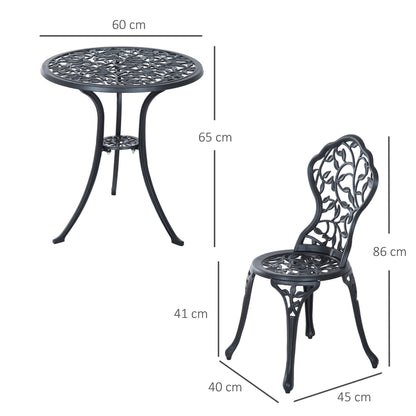 Kanesu 3 Piece Aluminium Bistro Dining Set In Antique Black