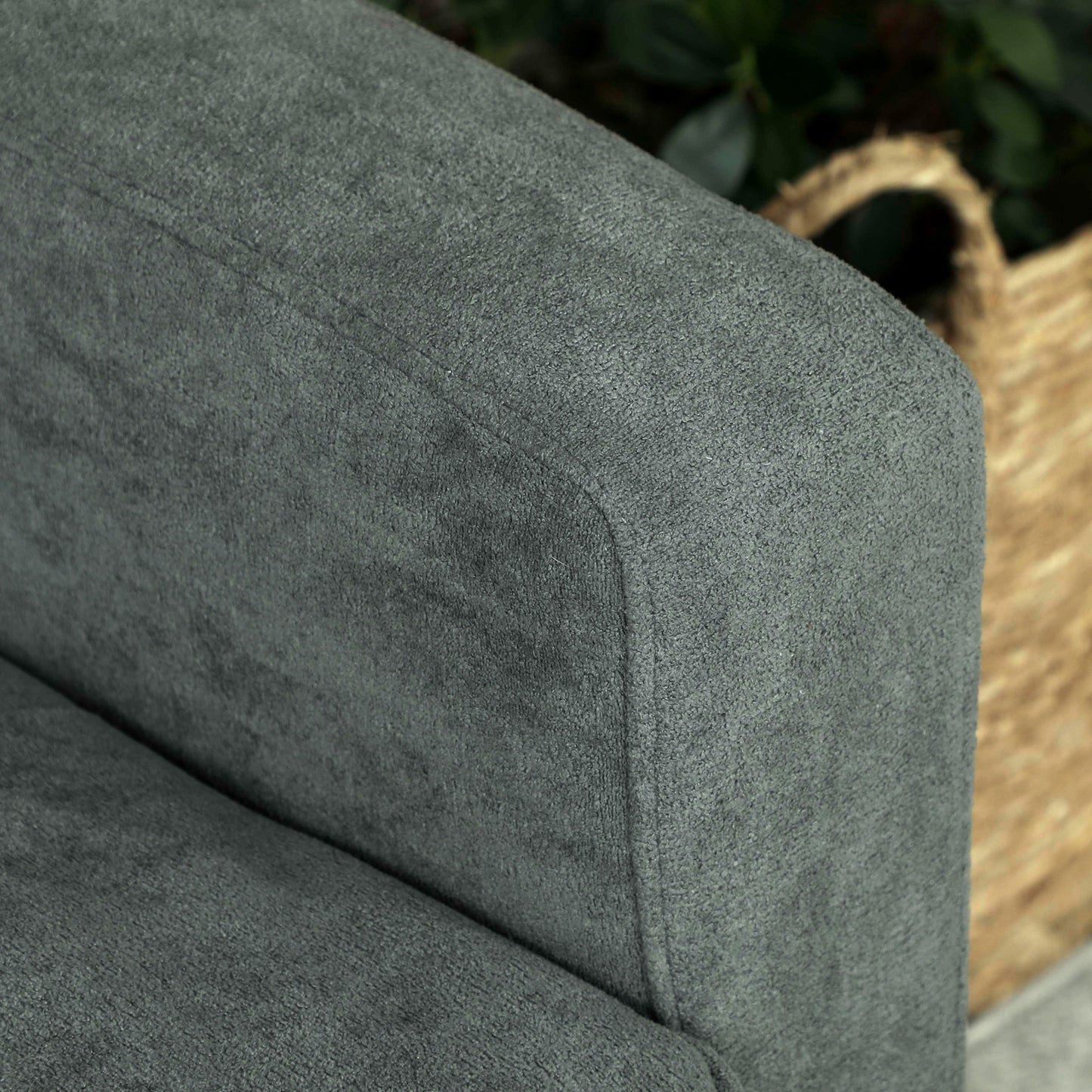 Pafa Dark Grey Velvet  Upholstered 2 Seater Sofa Natural Wooden Legs
