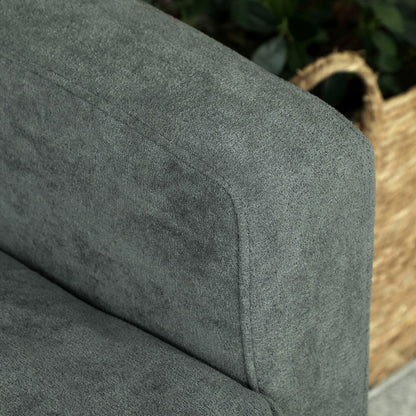Pafa Dark Grey Velvet  Upholstered 2 Seater Sofa Natural Wooden Legs