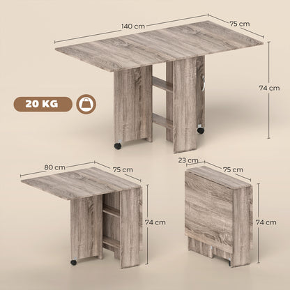 Tonana Tane Wooden Grey Ex10dable Drop Leaf Dining Table Seating 4 To 6 With Storage