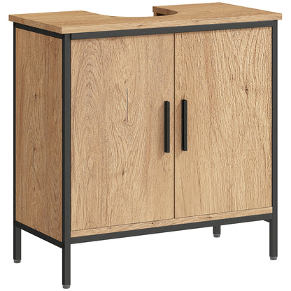 Mosu Under Sink Bathroom Vanity Cabinet With Double Doors And Adjustable Shelving Oak Finish