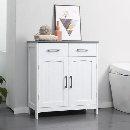 Tova White Bathroom Storage Cabinet With 2 Drawers Double Doors And Adjustable Shelves