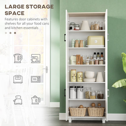 Ludo 171cm Wooden White 4 Door Freestanding Kitchen Pantry Cabinet
