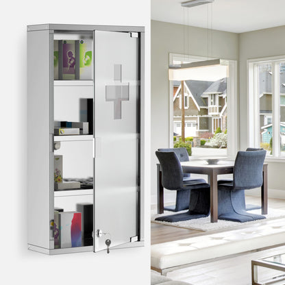 Ranico Hama Wall Mounted Stainless Steel Bathroom Medicine Cabinet With Glass Door And Shelves