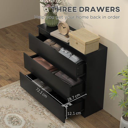 Rakami Wooden Black 3 Drawer Storage Chest