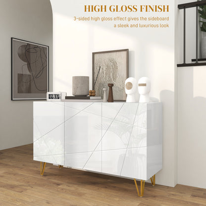 Sarota High Gloss White Luxe Sideboard With Hairpin Legs
