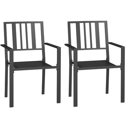 Moyolo Set of 2 Metal Black Minimalist Outdoor Garden Chairs