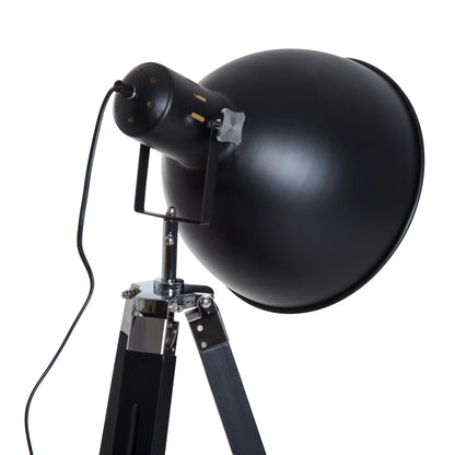 Cono Wood And Metal Black And Gold Adjustable Tripod Spotlight Floor Lamp
