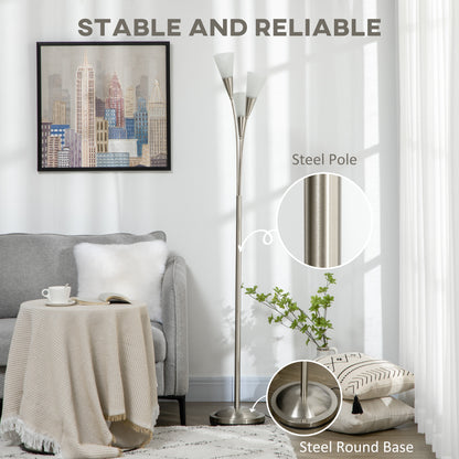 Karo Metal Silver 3 Bulb Light Floor Lamp With Steel Base