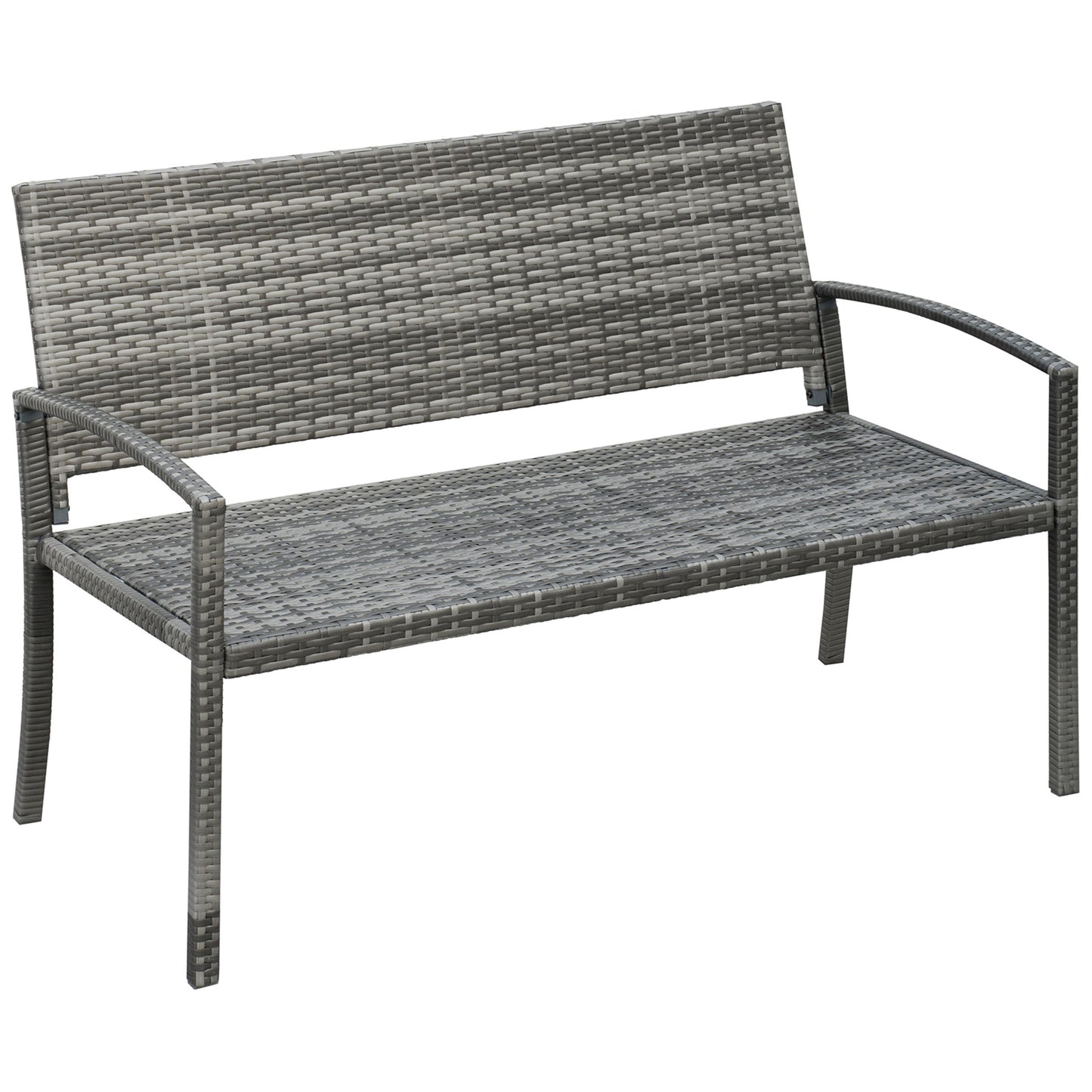 Mata Rattan Grey 2 Seater Garden Bench With Armrests