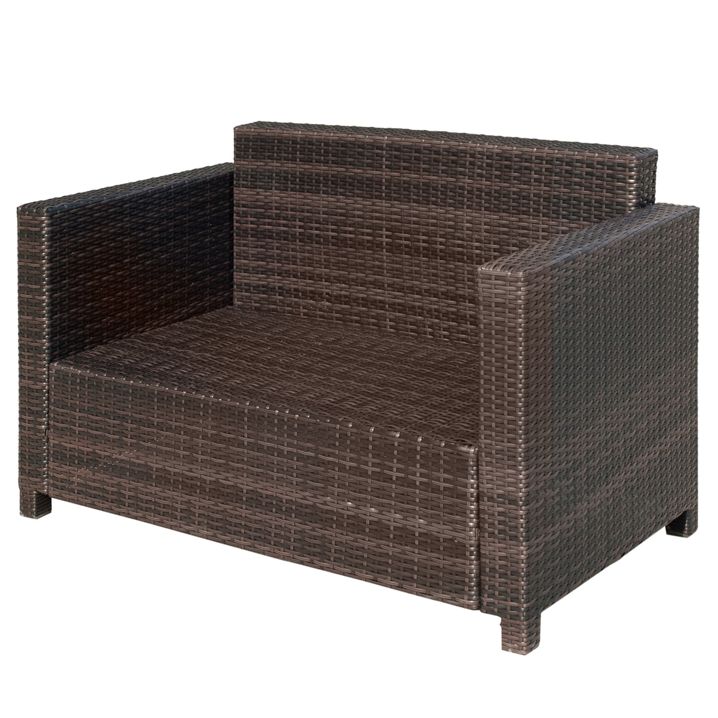 Sese Rattan Brown 2 Seater Outdoor Sofa with White Cushions