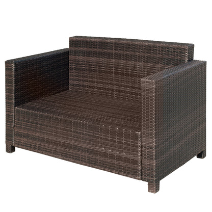 Sese Rattan Brown 2 Seater Outdoor Sofa with White Cushions