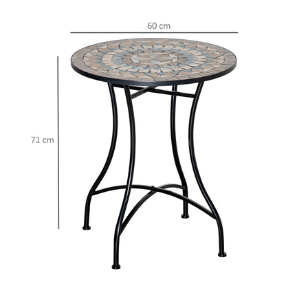 Nafiro Metal Green Round Mosaic Outdoor Patio Bistro Table