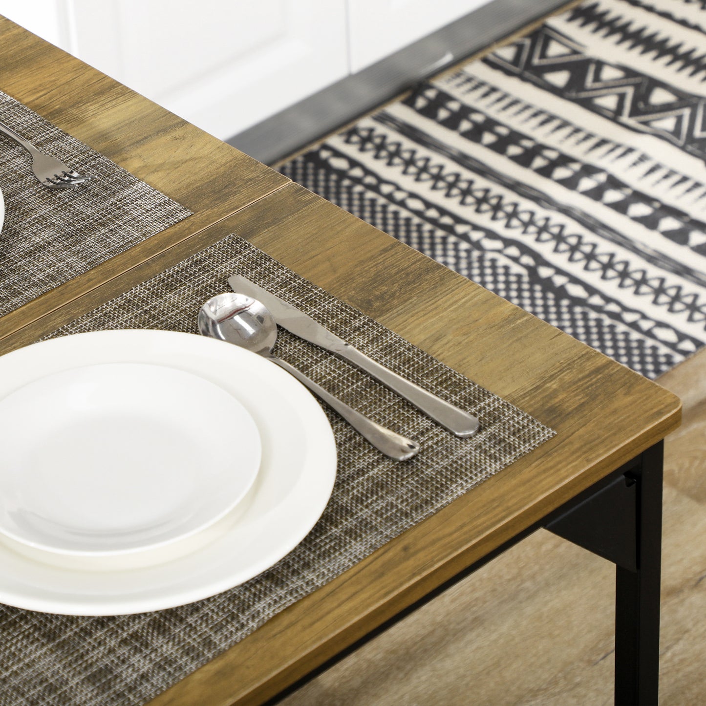 Yomaha Wooden Natural Dining Table With 2 Benches Seating 4
