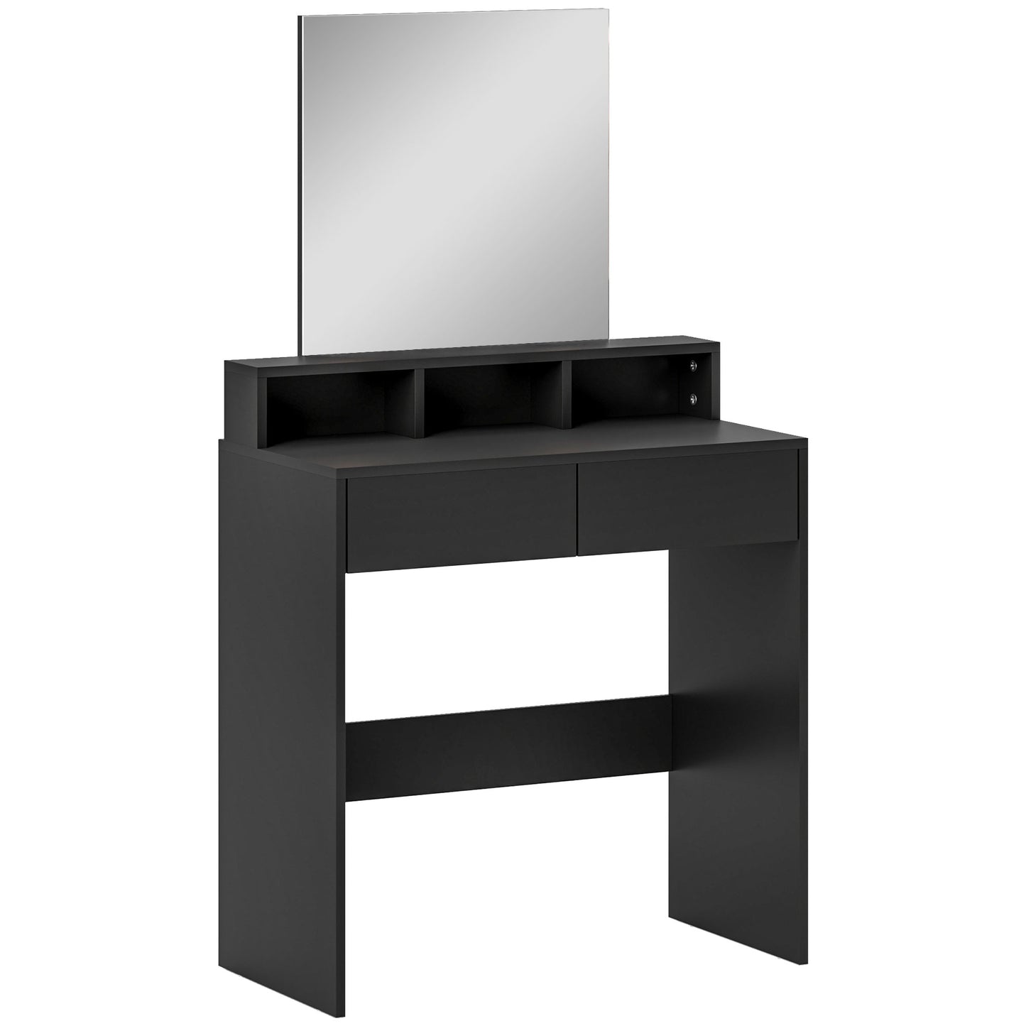 Merotto Black Dressing Table With Mirror And Multi Storage Layout