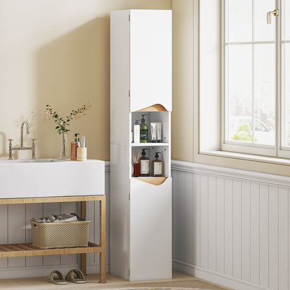 Rasa Slim Tall Bathroom Storage Cabinet With 2 Doors And 2 Shelves White