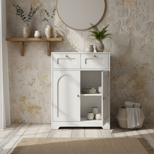 Pareto Bathroom Floor Storage Cabinet With 2 Drawers White