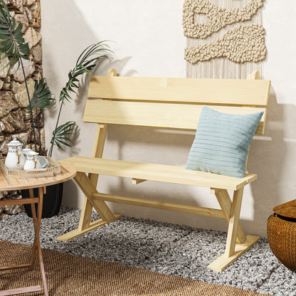 Soyo Fir Wood Natural 2 Seater Garden Bench With Slatted Seat And Angled Back