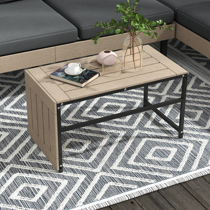 Vivino Metal Grey 3 Piece L Shaped Outdoor Garden Sofa Set with Coffee Table and 2 Side Tables