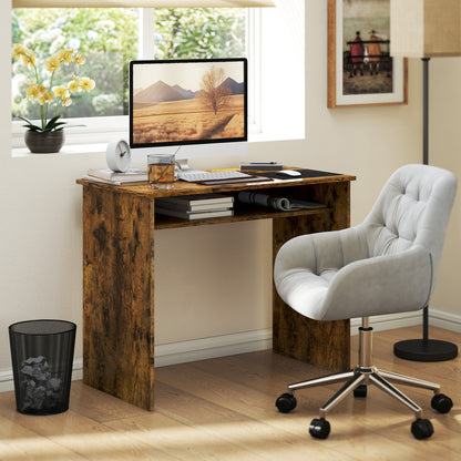 Nonoel 90cm Wooden Wood Effect Box Style Work Desk With Shelving