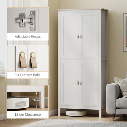 Kaha Wooden White Tall Pantry Cabinet With Motion Sensor LED Lighting 176.5 cm