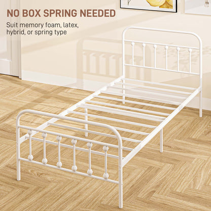 Keli 3FT White Metal Minimalist Single Metal Bed Frame