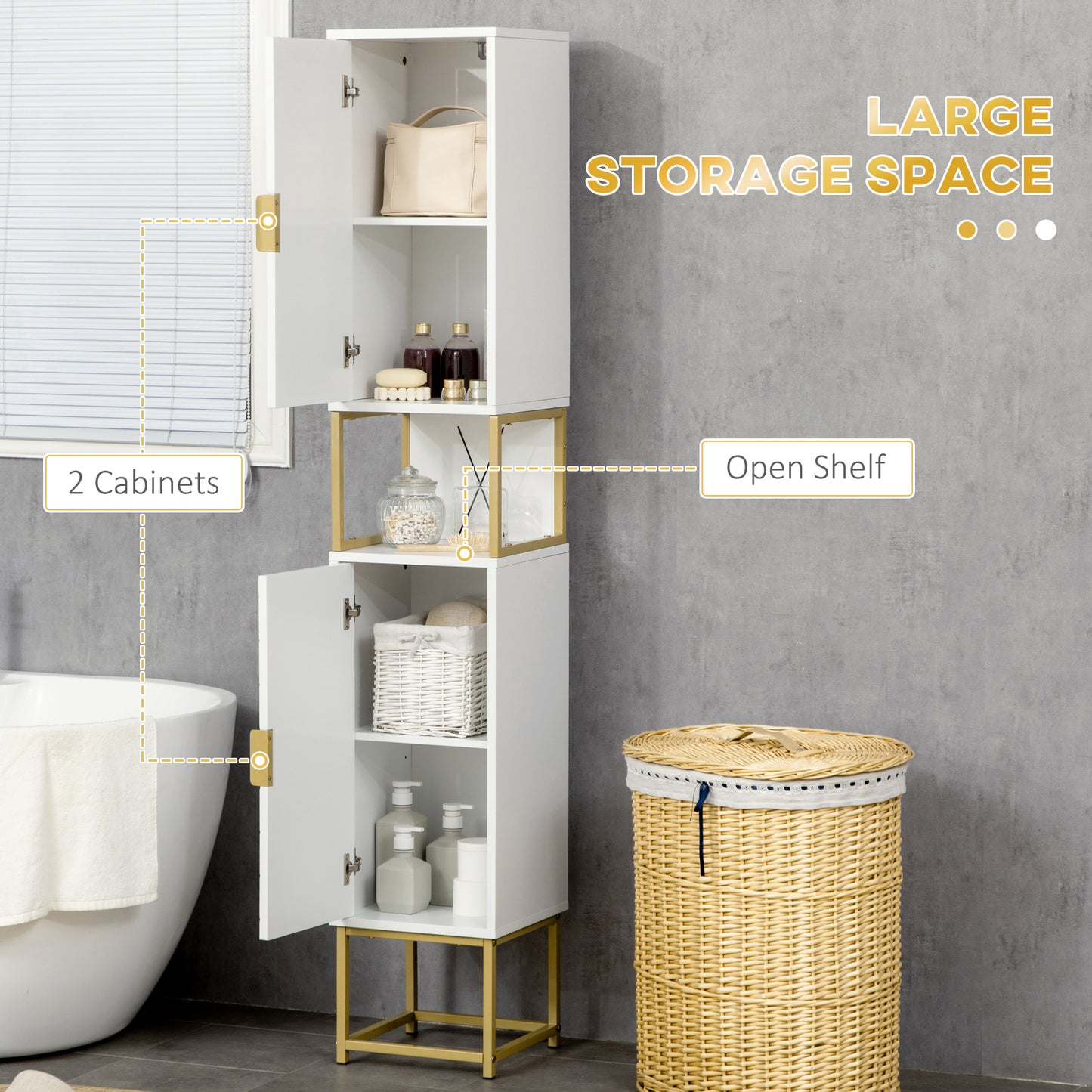 Kelano Disu 4 Piece Bathroom Furniture Set With Tall Cabinet Under Sink Unit And Wall Cabinets White