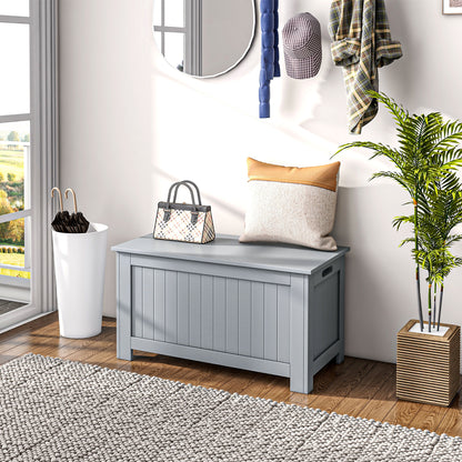 Vekasa Grey Toy and Blanket Storage Chest With Safety Hinged Lid