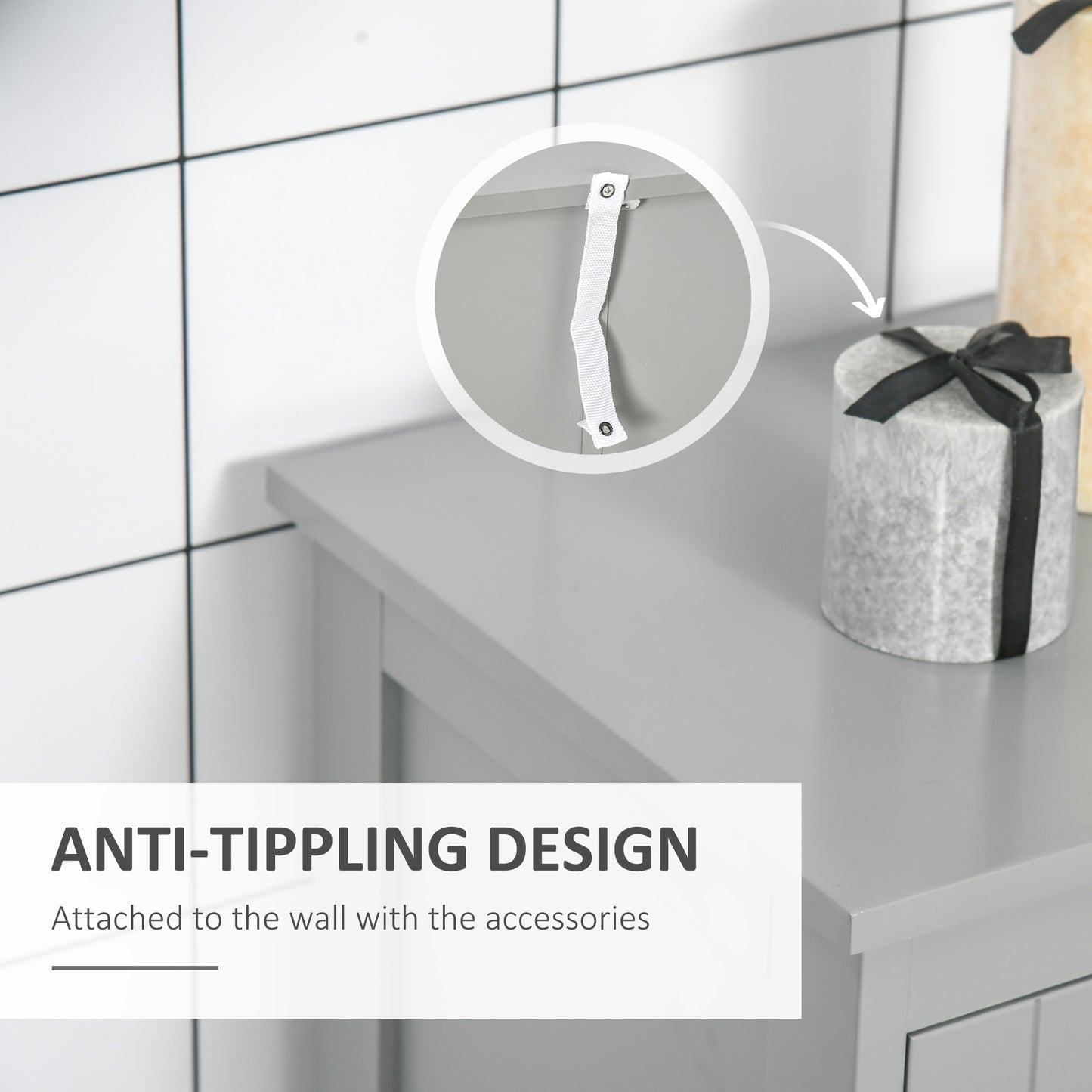 Rosotto Modern Freestanding Bathroom Floor Storage Cabinet In Grey
