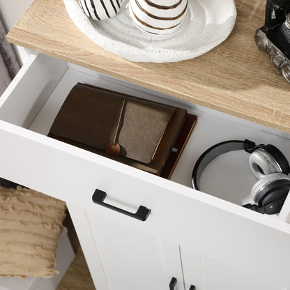 Yoelna 130cm Wooden White Nordic Kitchen Cabinet 1 Drawer 2 Doors And Open Counter