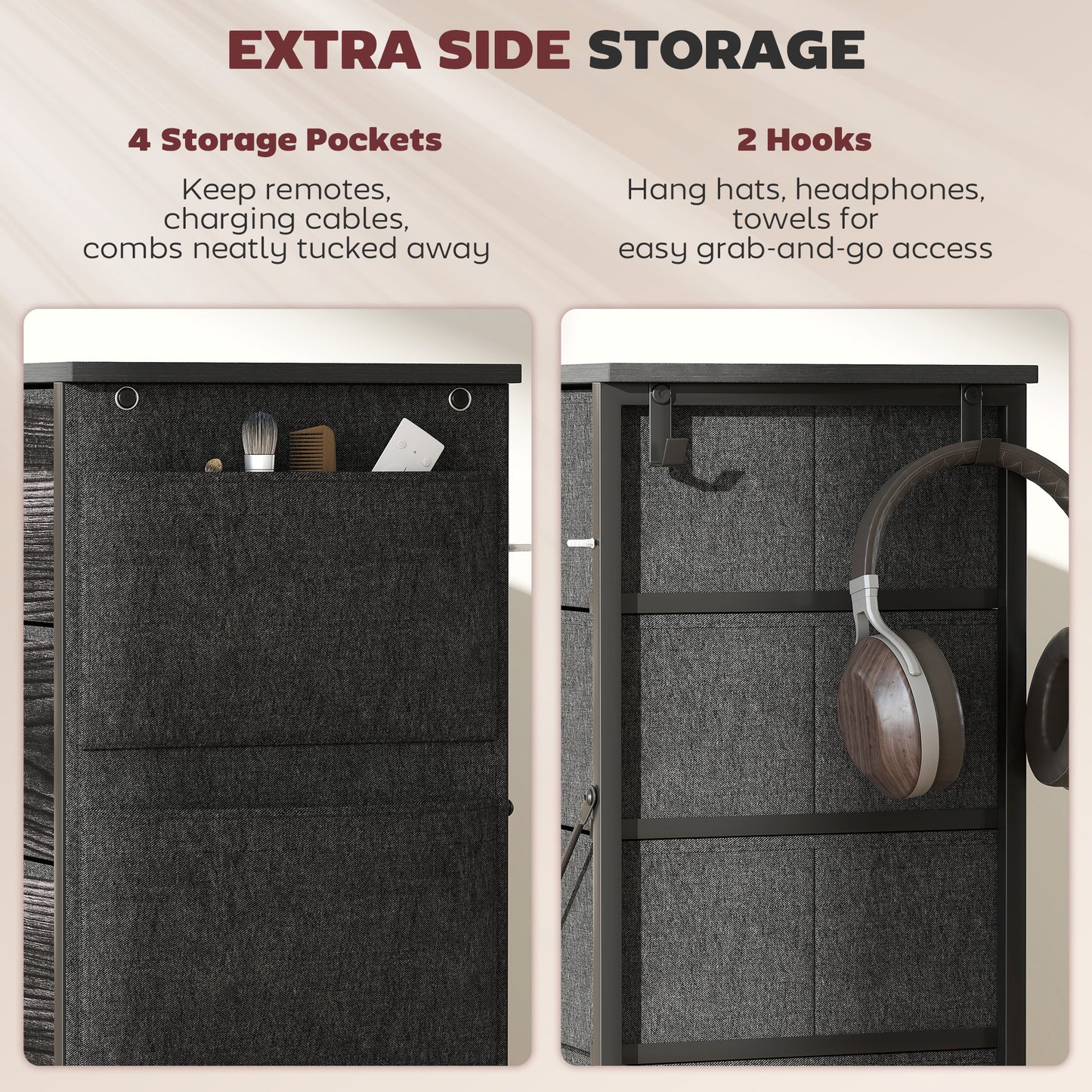 Mirizi Fabric And Metal Black 10 Drawer Storage Chest