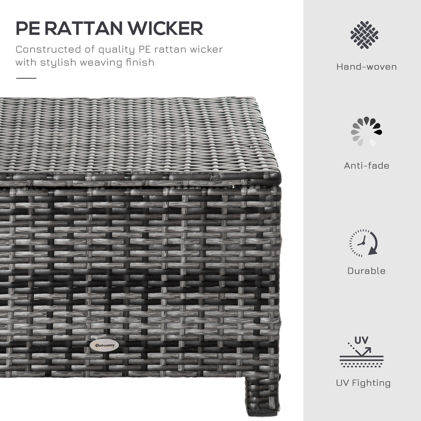 Kadone Halu Rattan Grey Square Outdoor Footstool With Cushioned Top