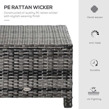 Kadone Halu Rattan Grey Square Outdoor Footstool With Cushioned Top