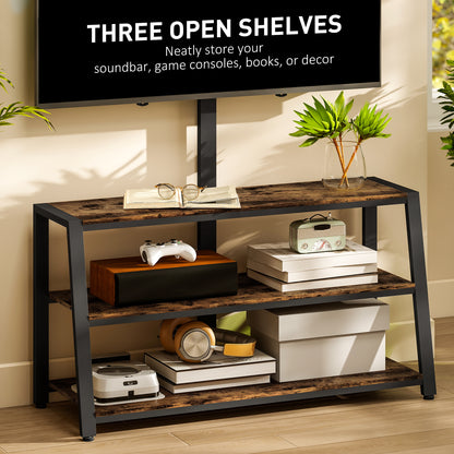 Avaden Dark Brown Industrial TV Stand With 35 Degree Swivel Mount