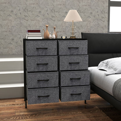 Sarofi Metal And Fabric Black 8 Drawer Industrial Storage Dresser With Steel Frame