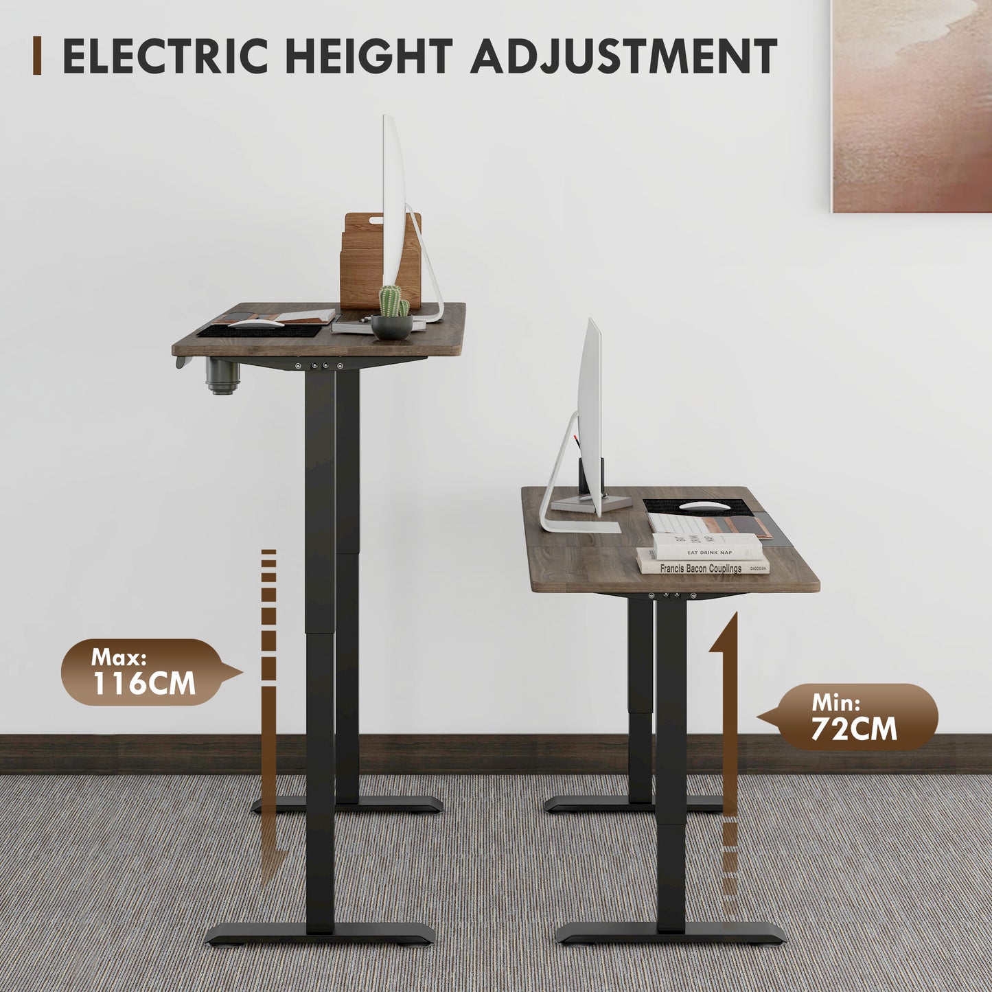 Moratti 140cm Metal Black Adjustable Electric Standing Desk With LED Display