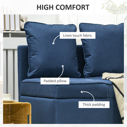 Sumima Fabric Blue 3 In One Convertible Single Sofa Bed With 5 Position Adjustable Back