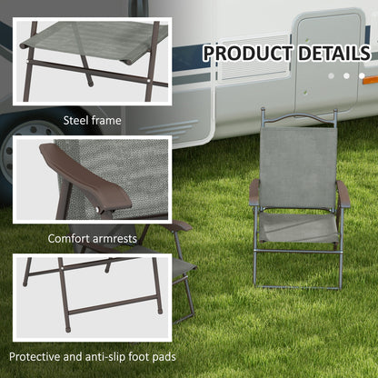 Rone Bari Set Of 2 Metal Dark Grey Folding Garden Chairs With Fabric Mesh Seats