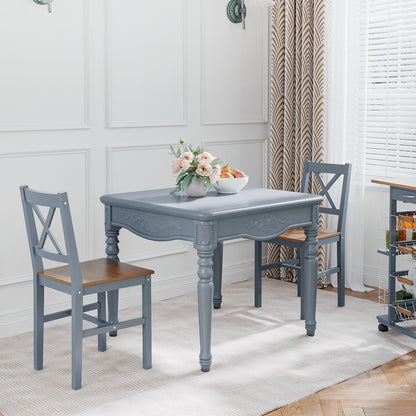 Vinnetti Solid Wood Grey Cross Back Dining Chairs Set Of 2 With Classic Structure
