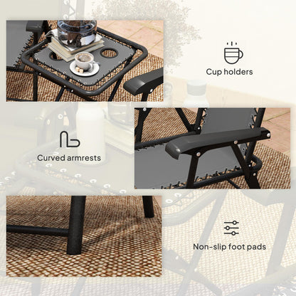 Lano Metal Dark Grey Mesh 3 Piece Garden Bistro Table And Chair Set