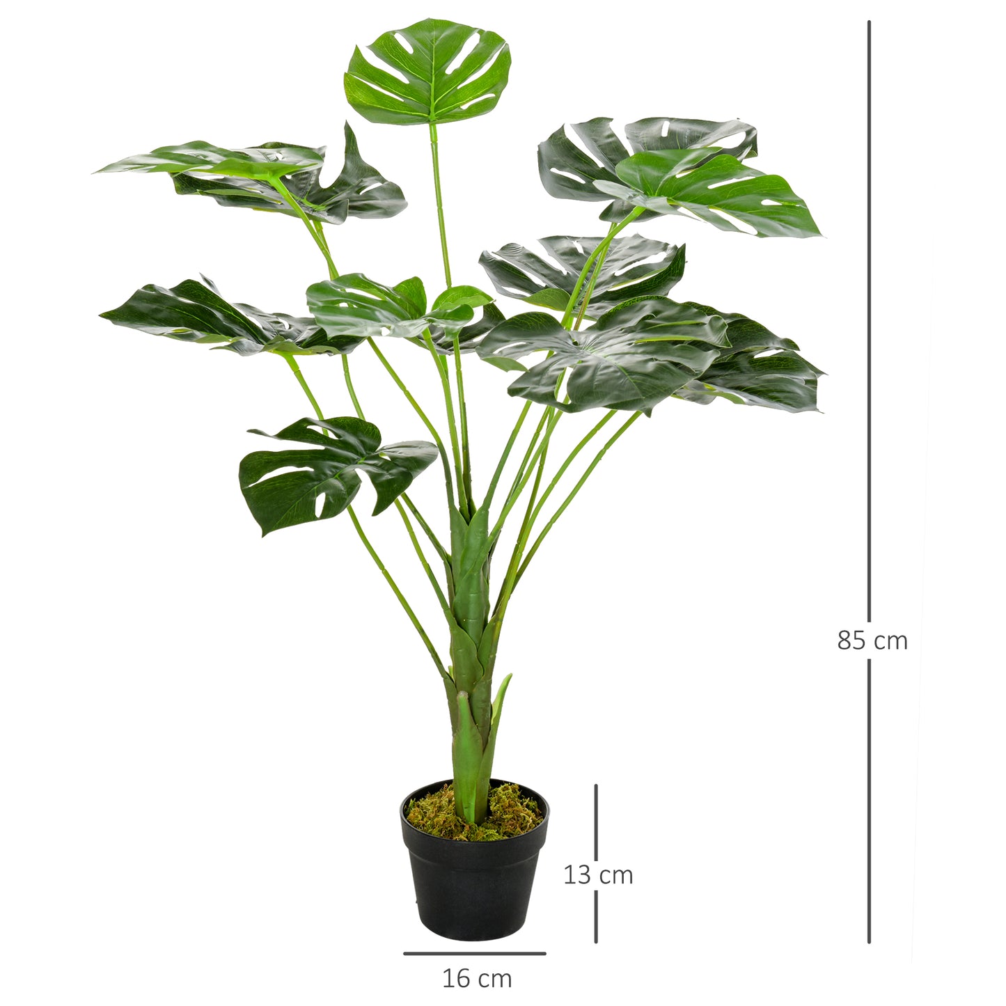 Rehala Artificial Monstera Leaf Style Plant In Pot For Indoor And Sheltered Outdoor Areas