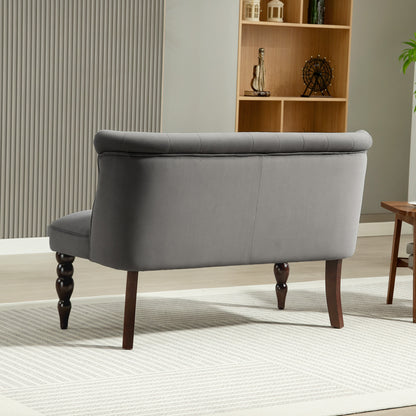 Nolali Velvet Grey Diamond Button Tufted Wingback 2 Seater Sofa