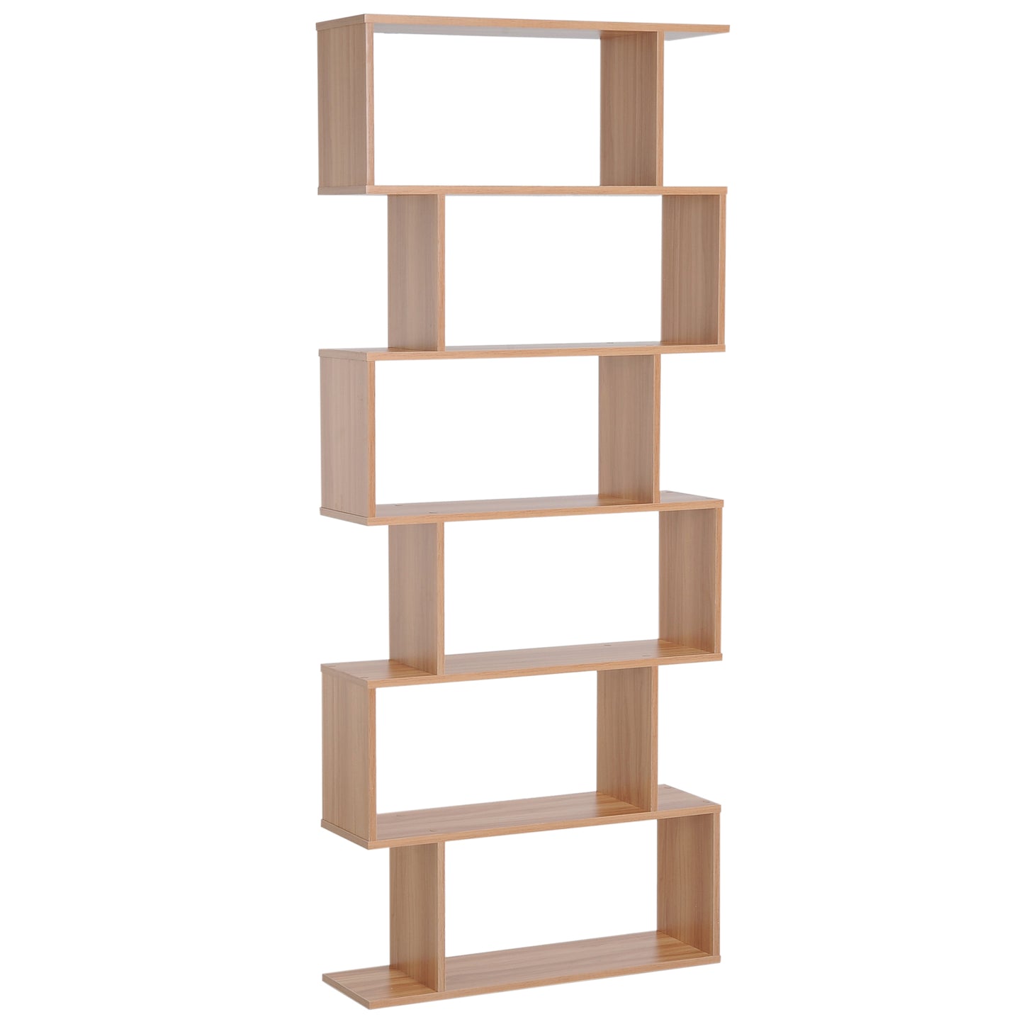 Lisoke Wood Maple 6 Tier S ShaFauxd Display Bookcase