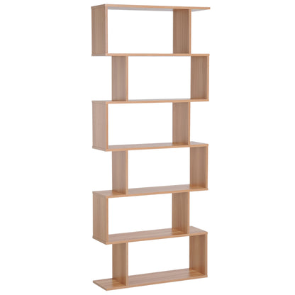 Lisoke Wood Maple 6 Tier S ShaFauxd Display Bookcase