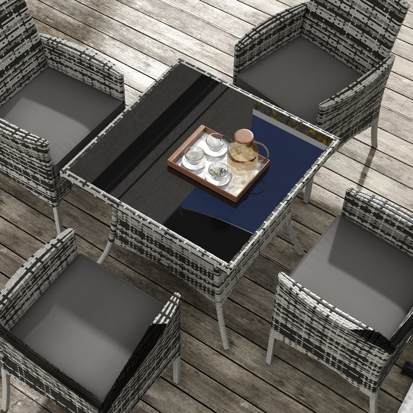 Hayosa Yoka Rattan Grey 4 Seaeter Garden Dining Set With Cushions