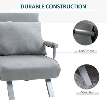 Yorito Suedette Grey Adjustable Back Futon Sofa Chair