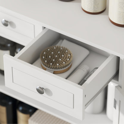 Zilu Freestanding Bathroom Storage Cabinet With 2 Drawers And Cupboard Traditional White Finish 75x60cm