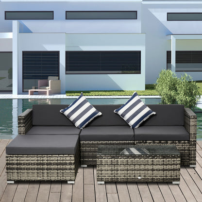 Eltami Rattan Grey 4 Seater Outdoor Sectional Sofa Set