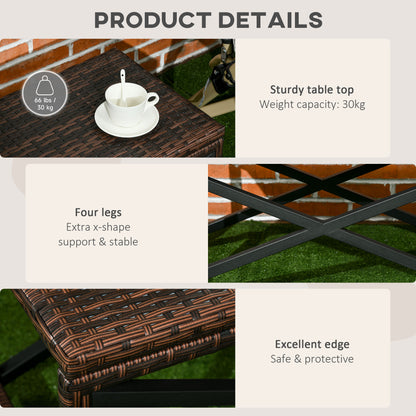 Donori Brown Rattan Outdoor Coffee Table With X Frame with Woven Top