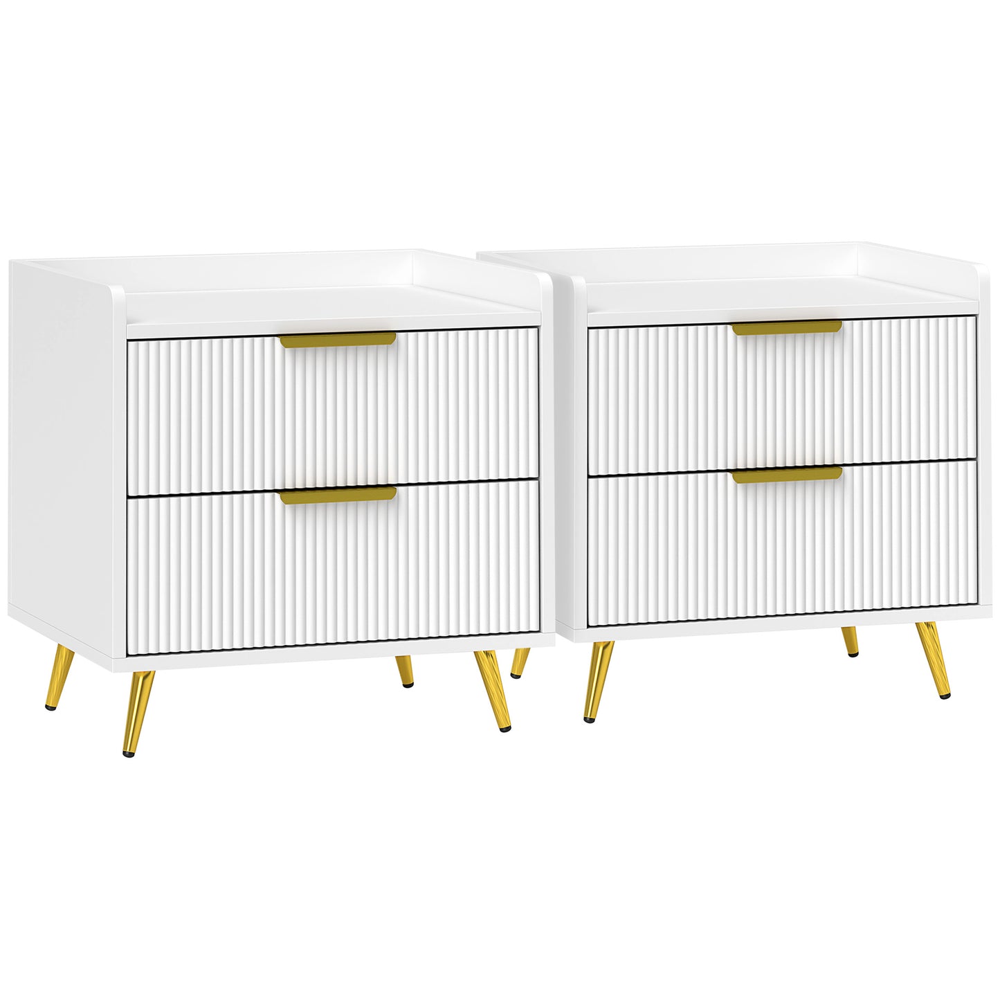 Conola Yone White Set Of 2 Elegant 2 Drawer Bedside Tables